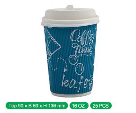 Blue Double wall Paper Cup with Lids 16oz (500pcs)