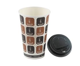 Single wall Paper Cup with Lids 16oz (1000 pcs)