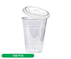 ABOSAHAM Pp Clear Cups With Flat Lid 12oz (1000 pcs)