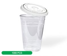 ABOSAHAM Pp Clear Cups With Flat Lid 16oz (1000pcs)