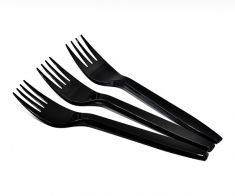 Large Plastic Fork VIP2 Black (50)pcs
