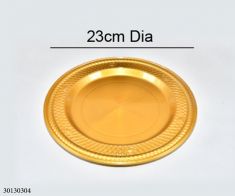 Plastic round sweets tray gold - small (130pcs)