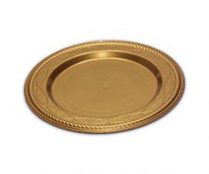 Plastic round sweets tray gold - Large (60pcs)