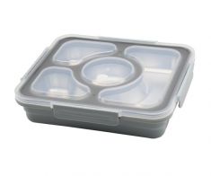Lunch box double layer and 4 divide stainless steel food storage container 32 pcs-Grey