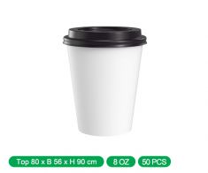 White Cappuccino Cups - 8 oz - with black Lid (20*50)1000 pcs