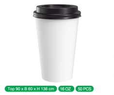 White Cappuccino Cups - 16 oz - with Black Lid (20*50)1000 pcs