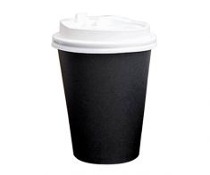 Black Cappuccino Cups - 8 oz - with White Lid (20*50)1000 pcs