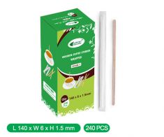 Wood coffee sticks stirrers with  disposable wrapper paper -1.5*6*140 mm - 10*240 (2400pcs)