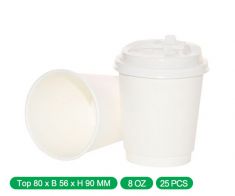  Double White Cappuccino Cups 8 ounce With Lid (500pcs)