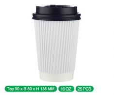 Abosaham 16oz White ripple paper coffee cup (500pcs)
