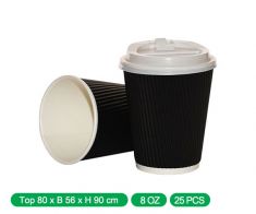 Abosaham 8oz Black ripple paper coffee cup (500 pcs)