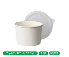 Paper bowls round with lid - White- 8 oz-1000pcs
