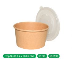 Paper bowls round with lid - kraft- 10 oz-1000pcs