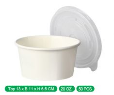White Paper bowls with lids 20 oz (1000pcs)