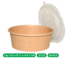 Kraft Paper bowls with lids 22oz (1000pcs)