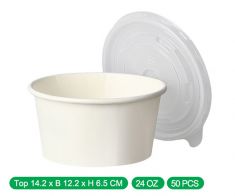 White Paper bowls with lids 24oz (1000pcs)