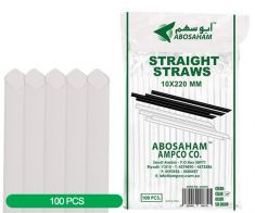 Straight straws opp wrapped without printing ,one side tapered cut 10mm clear color 20x100 packed