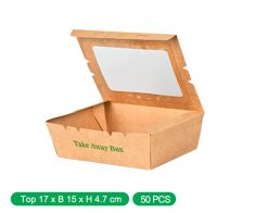 Brown paper food box with window 900 ml (200 pcs)