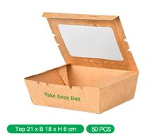 Brown paper food box with window 1600 ml (200 pcs)