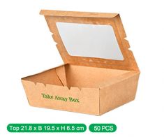 paper food box brown with window 2100ml (200pcs)