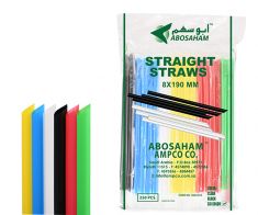 Straight straws opp wrapped without printing ,one side tapered cut 8mm,   6 color  20x250