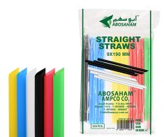 Straight straws opp wrapped without printing ,one side tapered cut 9mm 6 color 20x250 packed