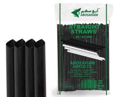 Straight straws opp wrapped without printing ,one side tapered cut 9mm black color 20x250 packed