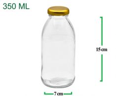 Clear Glass Bottle for cold drink with golden Lid - 350ml (80pcs)