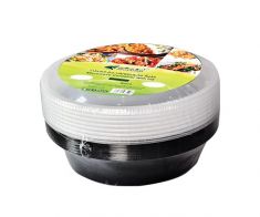 Round Microwave Dish - Wrapped 10 Pieces - Black 16 oz
