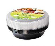  Round Microwave Dish - Wrapped 7 Pieces - Black 32 OZ