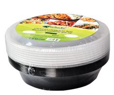Round Microwave Dish - Wrapped 4 *24- Black 48 OZ