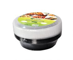 Round Microwave Dish - Wrapped 10 *24- Black 450 ML