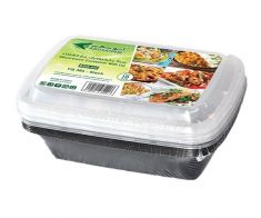 Rectangle Microwave Dish - Wrapping 10 Pieces - Black 650 ml