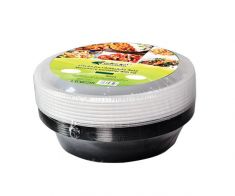 Round Microwave Dish - Wrapped 198Pieces - Black 700 ML