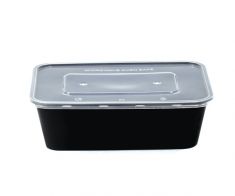 Rectangula microwave  container-650 ml- Black (300) pcs