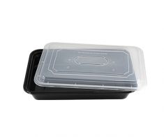 Black ractangular microwave container with clear lids 24oz (50pcs)