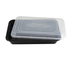 Black rectangular microwave container with clear lids 28oz(large)  (50pcs)