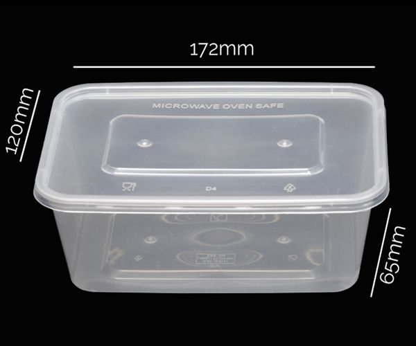 50 x Rectangular 1000ml Microwave Plastic Containers Takeaway Food  Containers MP
